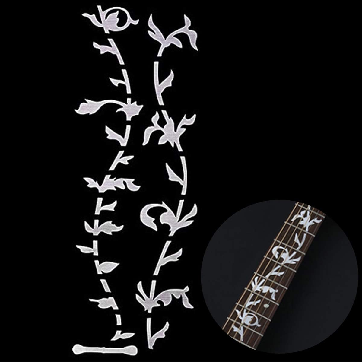 Tree of Life DIY Guitar Neck Fretboard Stickers, Fret Inlay Stickers for Music Bass, Acoustic, Electric Guitar, Silver Thin - Image 3