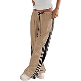 Bankeng Womens Side Striped Pants Wide Leg Drawstring High Waist Sweatpants Hudson Canyon Stripe Pants with Pockets