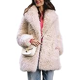 Wyeysyt Womens Faux Fur Coat Long Fluffy Shaggy Jacket Lapel Winter Furry Coats Fuzzy Outerwear