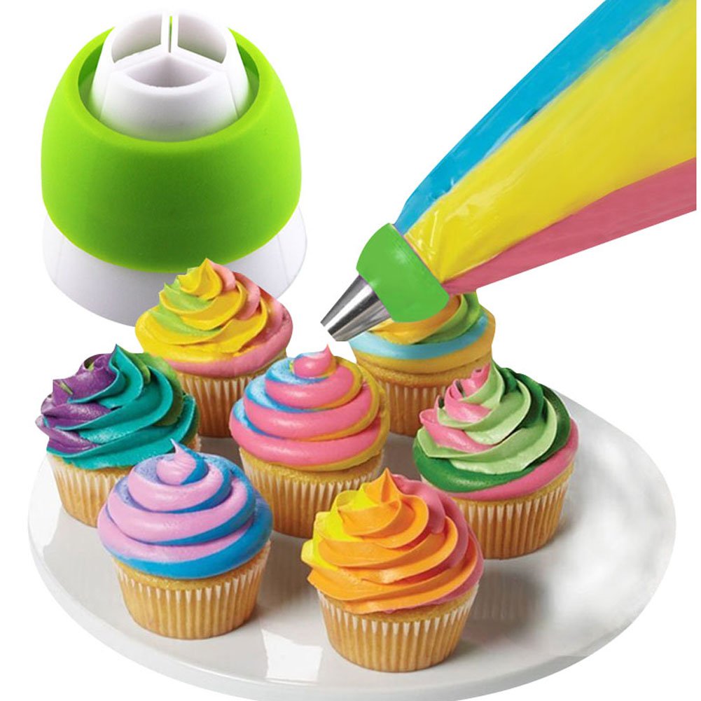 Russian Piping Tips Cake Decoration Baking Set 26 pcs-14 icing Nozzel (2 leaf Tips)+10 Baking Pastry Bags+2 Couplers Frosting Tips Set (26 pcs)