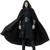 AQEWK Medieval Cloak with Hood Men Renaissance Costume Accessories Halloween Cosplay Velvet Cloak Hood