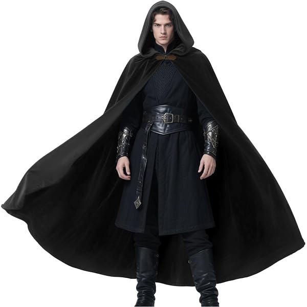 Capa Con Capucha Medieval Para Hombre - Terciopelo, 39 Pulgadas De Largo. Para Cosplay, Halloween, Eventos Temáticos.