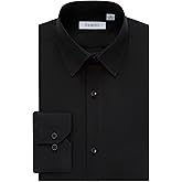 FAHIZO Men's Dress Shirt Regular Fit Soild Business Formal Long Sleeve Button Up Stretch Shirts