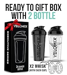 VELOMIX -2 Pack- 28 oz Protein Shaker Bottles for