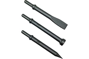 Pneumatic Air Hammer Bit Set, 3-Piece, 0.498" Shank, 1" OD Hammer, 7/8" Flat Chisel, 3/8" Point Tip, 7.1" Long, Heat-Treated 