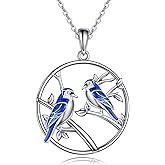 ONEFINITY Bird Love Necklace 925 Sterling Silver Blue Jay Hummingbird Red Cardinal Pendant Necklaces Bird Jewelry for Women Gifts