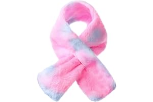 Coume Kids Scarf for Girls Boy Rainbow Toddler Winter Scarf for Little Girl Neck Warmer Cute Gradient Cross Tie Fluffy Collar