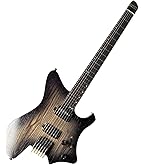 ◆6st Headless Guitar See Thru Black Travel Guitars Electric, Headless Guitar 6 Strings One-piece