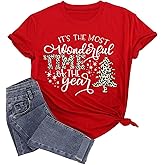 Christmas Shirts for Women Merry and Bright Christmas Tree Short Sleeve Funny Xmas Holiday Graphic Tee