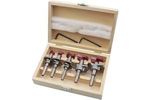 Rowiz 5Pcs 15-35mm Professional Forstner Drill Bit Set with Storage Case, High Carbon Steel Round Shank Woodworking Hole Saw 