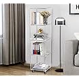 ONELUX 5-Tier Acrylic Corner Shelves Square Display Rack, Multipurpose Shelving Unit On Wheels(2301)