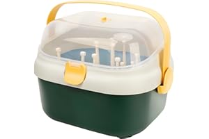 SERLIUM Baby Bottle Holder, Portable Large Capacity Toddler Bottles Storage Box with Lid Cover Anti-Dust Protection and Cutlery Storage Baby Bottle Drying Rack for Baby at Home Kitchen Travel (5# Large)