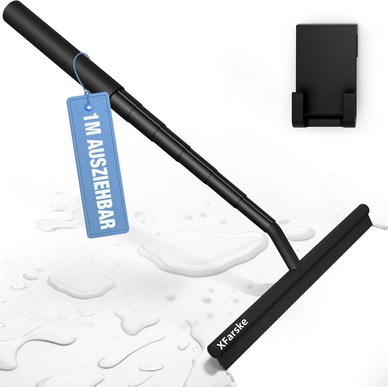 Photo 1 of XFarske Extendable Shower Squeegee for Glass Doors, Shower Cubicle Squeegee Shower Wiper Window Cleaner Squeegee Shower Silicone, Squeegee Shower with 23.5-97 cm Telescopic Rod