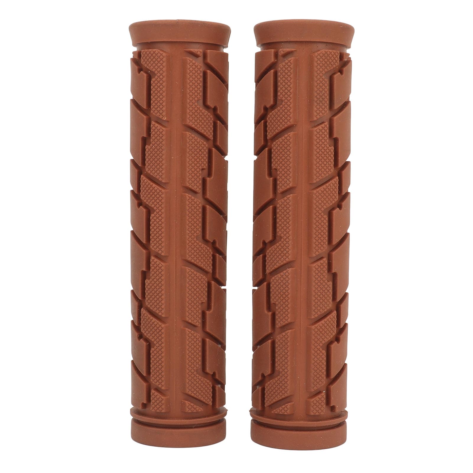 Hominas 1 Pair Bike Handlebar Grips Brown Rubber Mountain Bike Grips Ergonomic Comfortable Bike Grips for 22 mm Folding Bikes