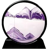 Muyan Moving Sand Art Picture Sandscapes in Motion Round Glass 3D Deep Sea Sand Art for Adult Kid Large Desktop Art Toys (Purple, 7 Inch)