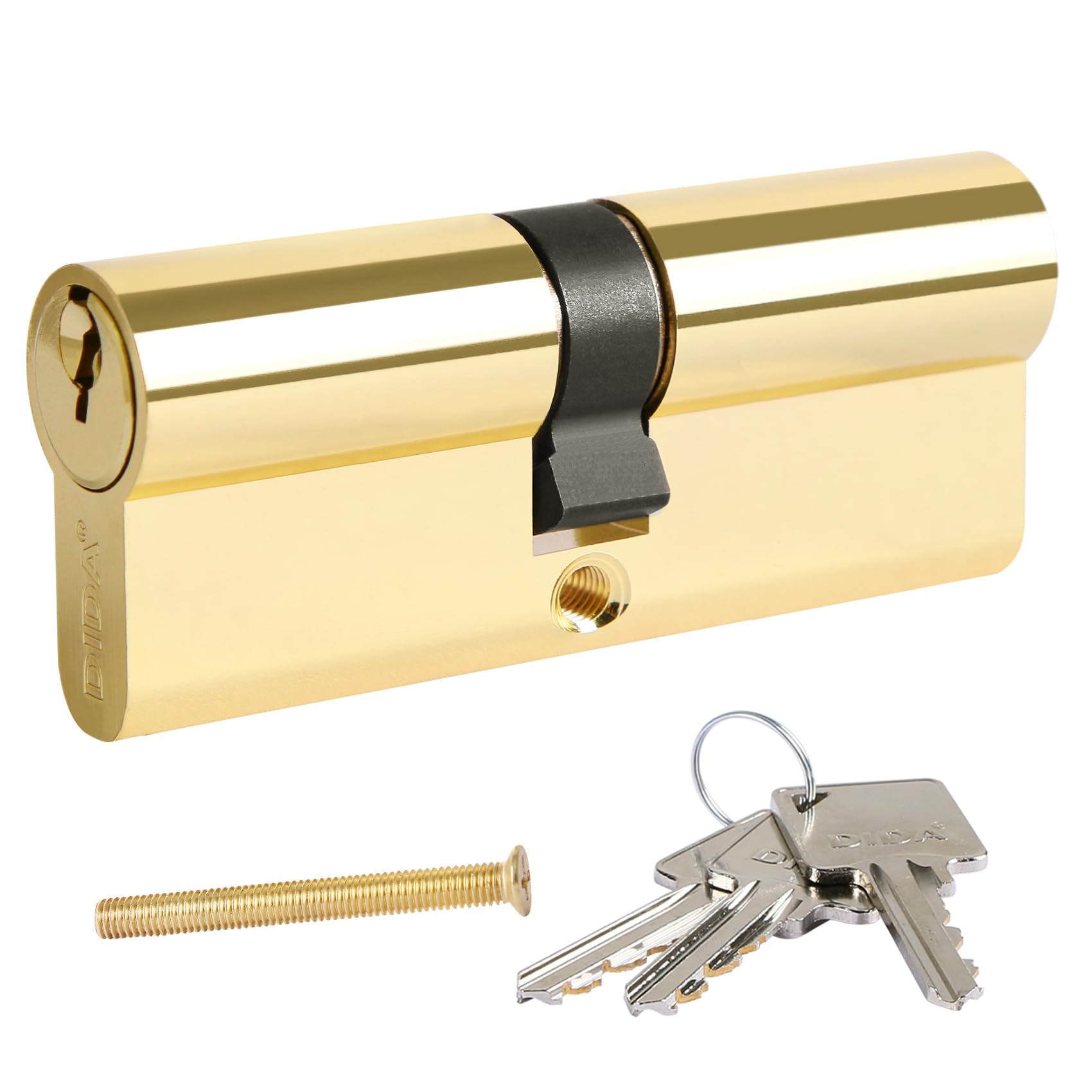 DIDA® 70mm(35/35) Euro Cylinder Lock,UPVC Door Lock Barrel with 3 Keys,High Security,Anti-Pick Anti-Bump Anti-Drill,Polished Gold Finish,Suitable for All Door Types,BS EN 1303:2006
