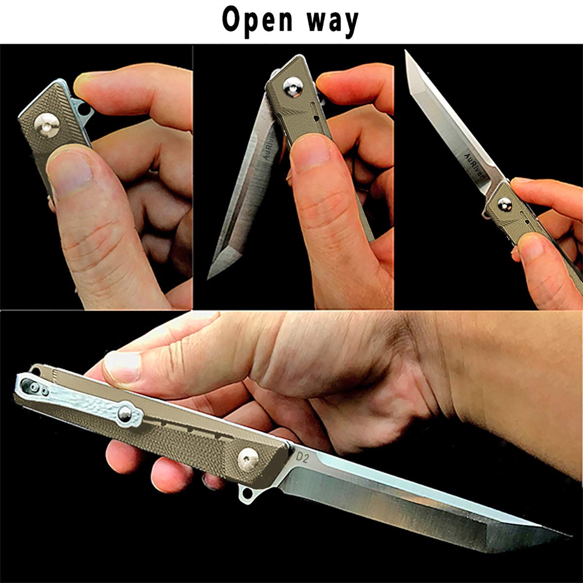 AuRiver Pocket Knife, EDC Folding Knife Everyday Carry, Sharp Satin