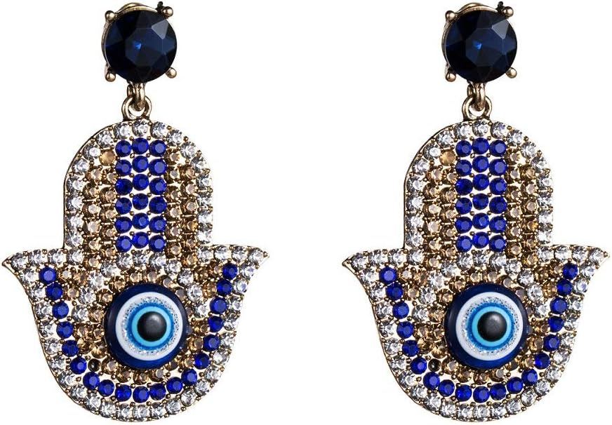 Boho Fashion Unique Evil Eye With Plam Drop Dangle Earrings for Women Geometric Multicolor Statement Wedding Party Girl Gifts