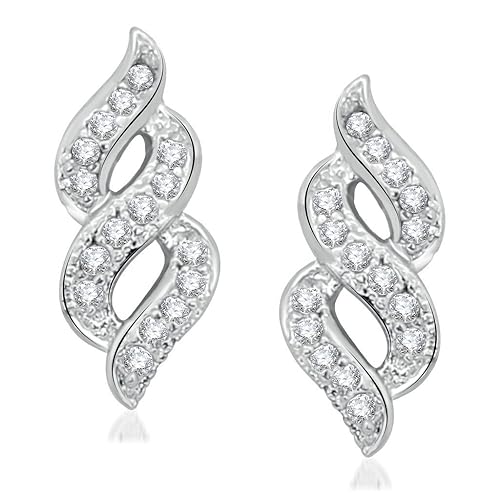 VK Jewels Cubic Zirconia Stud Earrings for Women (Silver) (vker1388r)