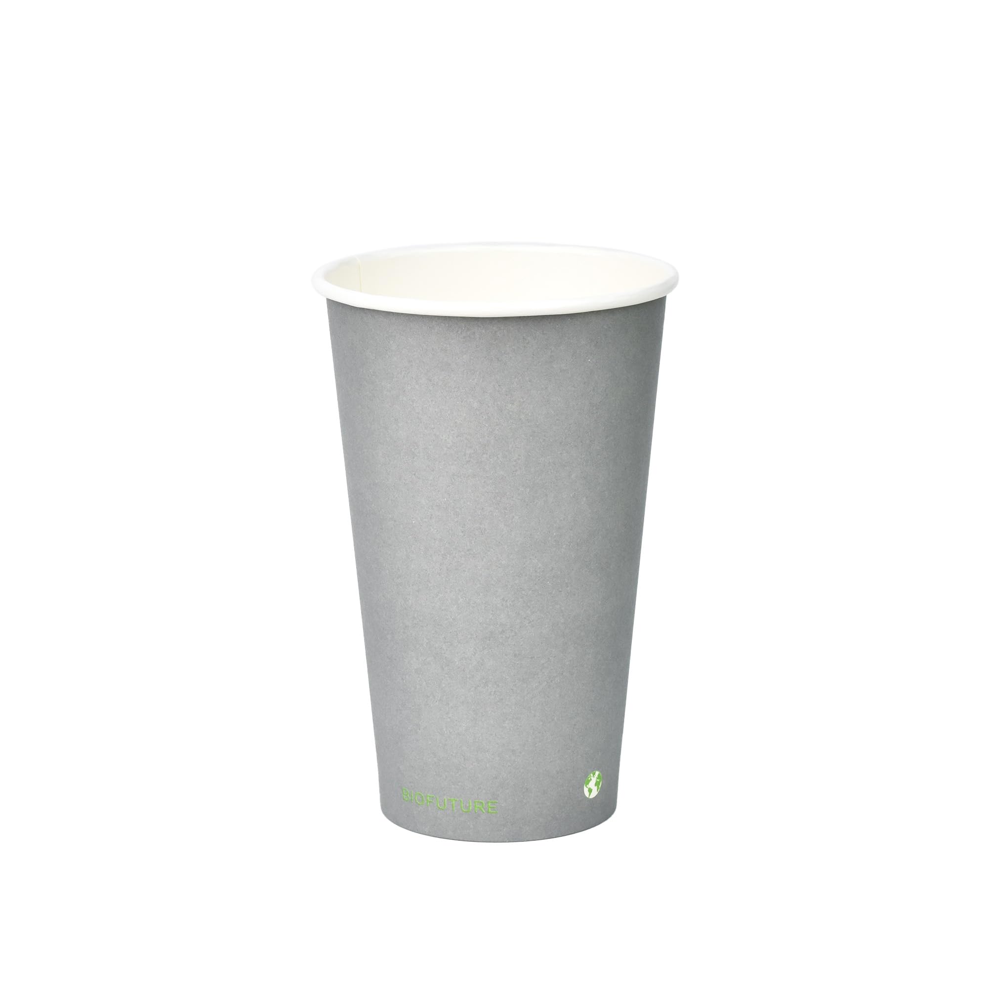 BIOFUTURE Disposable Paper Cups – 100% Compostable & Biodegradable 16 Ounce Party Cups for Weddings, Birthdays & Events, Sustainable Cold Drink Party Supplies – 50 Pack, Grey, 16oz