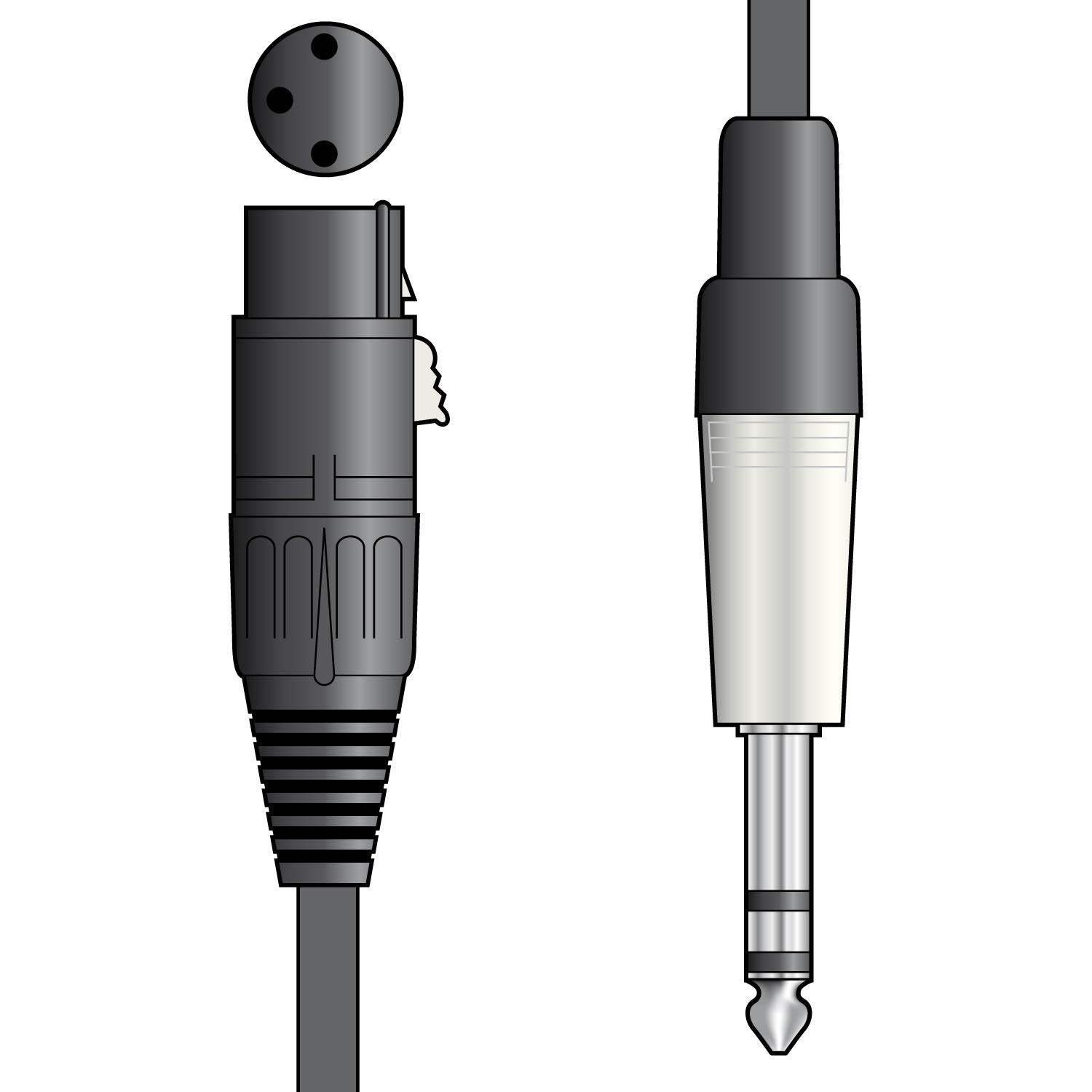 Citronic Classic Audio Lead XLR Female to TRS Jack Plug 3.0 Metre Black