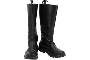 TAITURE Geralt Boot White Wolf Cosplay Shoes Flat Black Leather Boots Pirate Shoe Halloween Costume for Adult Men