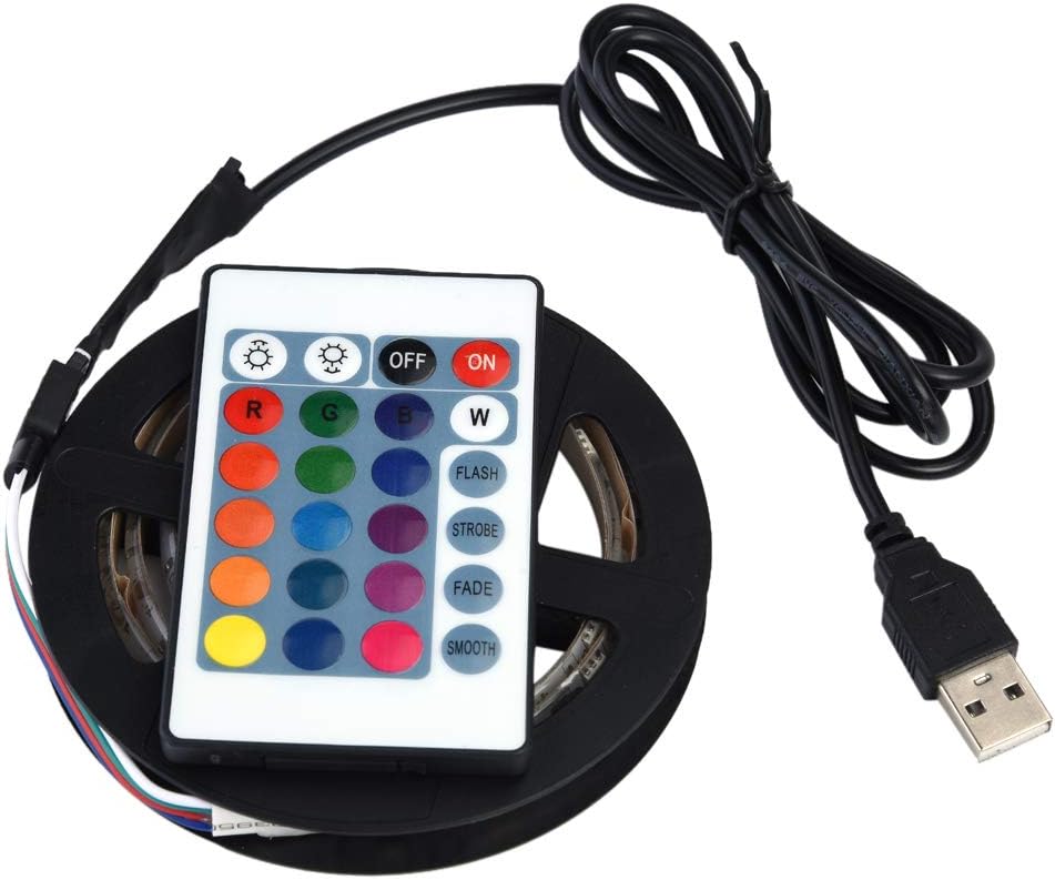 Fdit Colorful USB Led Strip 5050 RGB Waterproof Flexible LED Energy Saving for TV Backgrounds Light 30 LED/m for Shelf Cabinet Lighting Commercial Applications(1#)