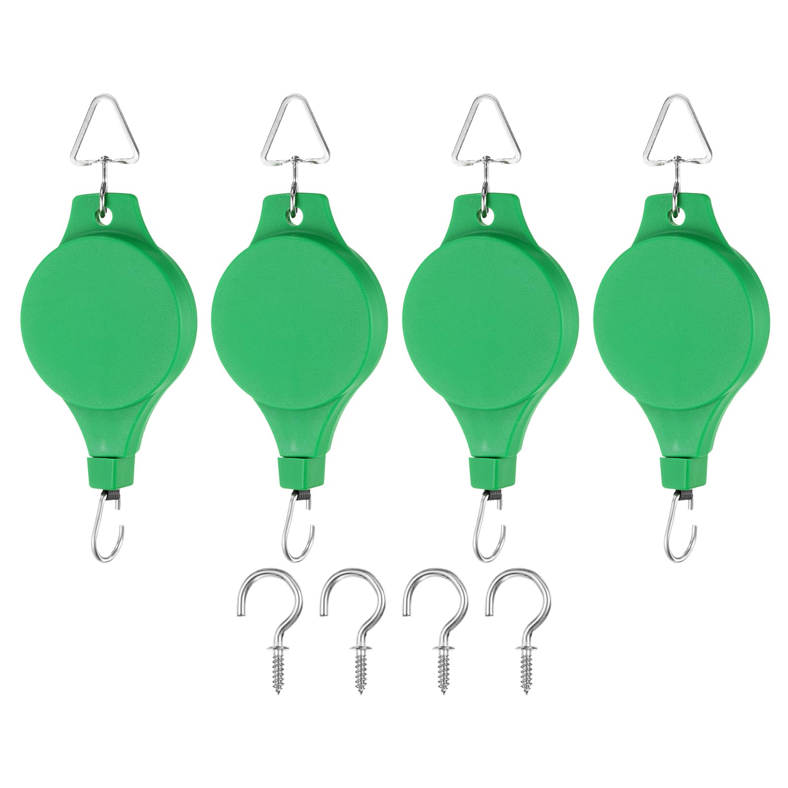 PATIKIL Plant Hanger, 8 Pcs Pulley Retractable Hanging with Ceiling Hook Indoor and Outdoor Plant Pots Holder, for Planters, Flower Basket, Wind Chimes, Bird Feeders, Green