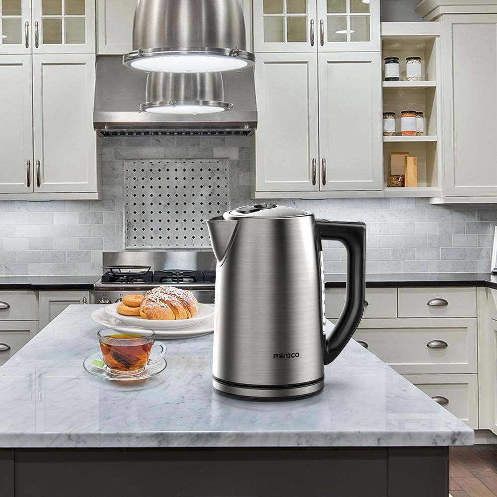 Miroco Electric Kettle Temperature Control Stainless Steel 1.7 L Tea Kettle, BPA-Free Hot Water Boiler Cordless with LED Light, Auto Shut-Off, Boil-Dry Protection, Keep Warm, 1500W Fast Boiling, 120V (Silver): Kitchen & Dining