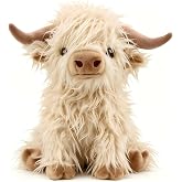 Microwavable Highland Cow Stuffed Animal Weighted Highland Cow Plush 10" | Soft Highland Cow Heating Pad Plushies Heatable Weighted Plush Toys Christmas Birthday Gifts for Kids Girls Adults