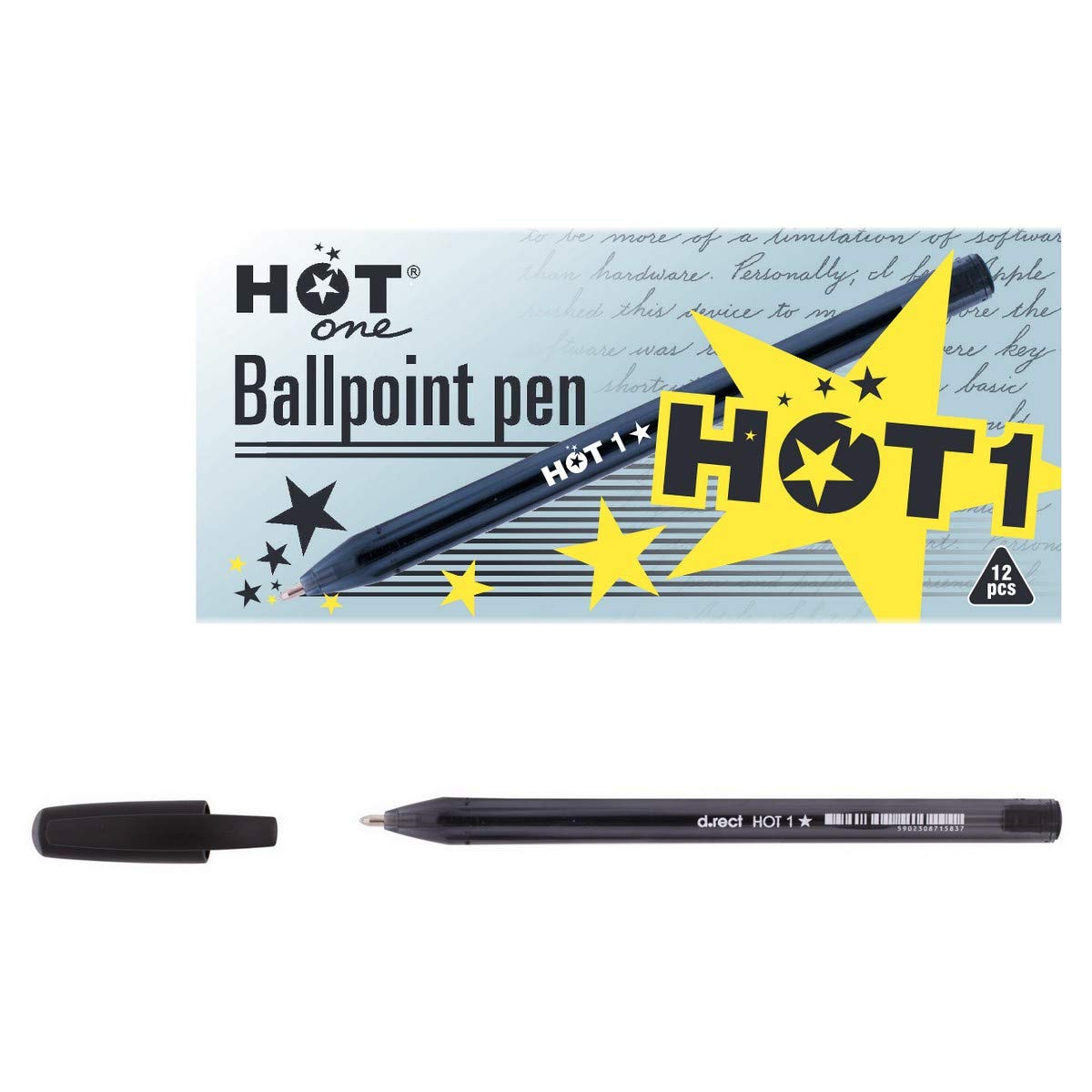 HOT 1 Ballpoint Pen Black x 12