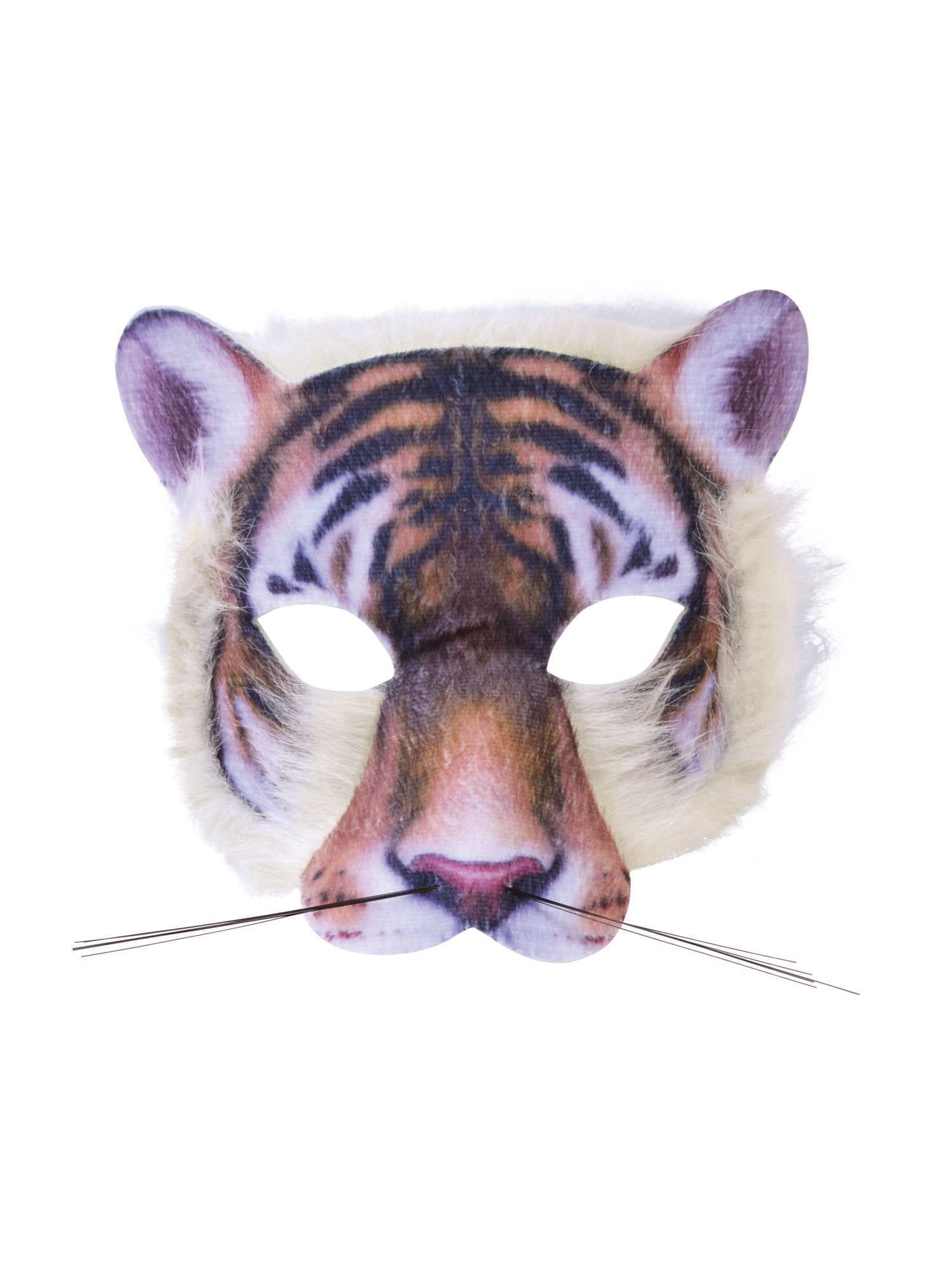 Forum Novelties Multicolor Plastic & Card Tiger Face Mask With Realistic Fur (Pack of 1) - Perfect for Parties, World Book Day, Cosplay Events, & More Halloween Halloween