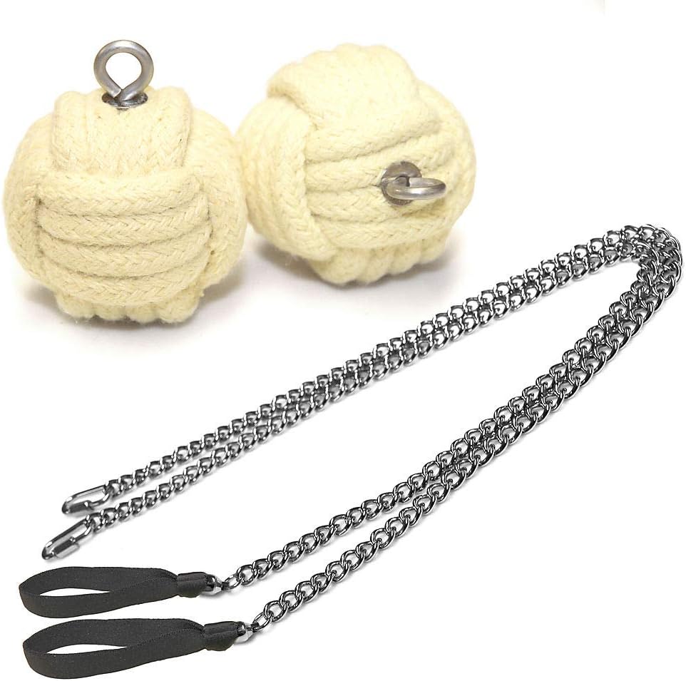 Pair of Pro Chain Monkey Fist Fire Poi Medium