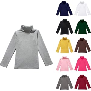 ZVYTBKI Unisex Kids Mock Neck Long Sleeve Top Slim Fit Girls Thermal Shirt Fall Winter Warm Solid Base Layer Tops