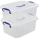 Yarebest 2-pack 8 Liters Storage Containers with lids, Plastic Latching Storage Boxes