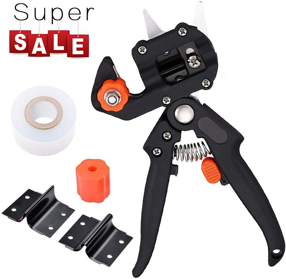 Cretee 2 in 1 Grafting Shear for Garden Tree Grafting and Pruning Tool with 3 Replaceable Blades and Rolls of Grafting Tapes