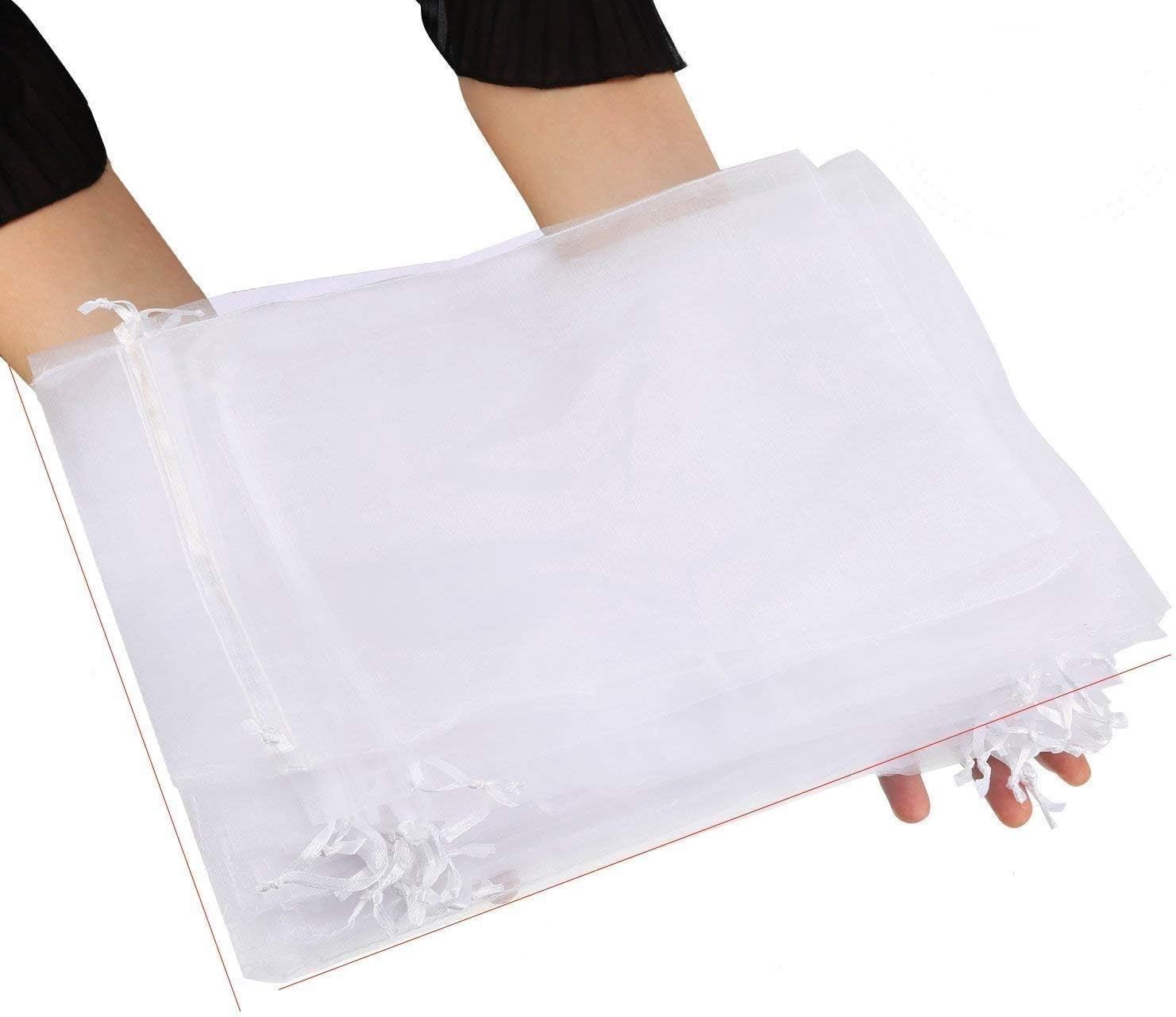 Sunnysam Pack of 50 Organza Gift Bags, 20 x 30 cm/7.9 x 11.8 Inches, Jewellery Drawstring Bags for Birthday and Wedding Party