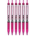 Pilot Precise V5 RT Refillable & Retractable Liquid Ink Rolling Ball Pens, Extra Fine Point (0.5mm) Pink Ink, 6-Pack