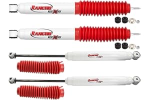 TrendsAuto RS5000X Series Set of Front & Rear Gas Shocks fits 2017 2024 F250 F350 Super Duty 4WD with 0"" Lift | Improves Handling & Performance, Includes TrendsAuto Decal | RS55042 RS55047A, White