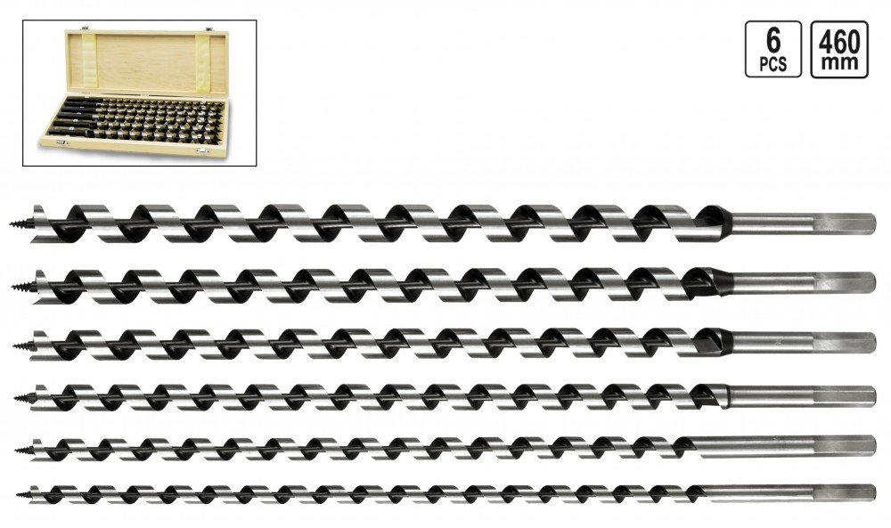 Sthor 22466 Matching Set of 6 Wood Drill Bits, 10-20 x 460 mm