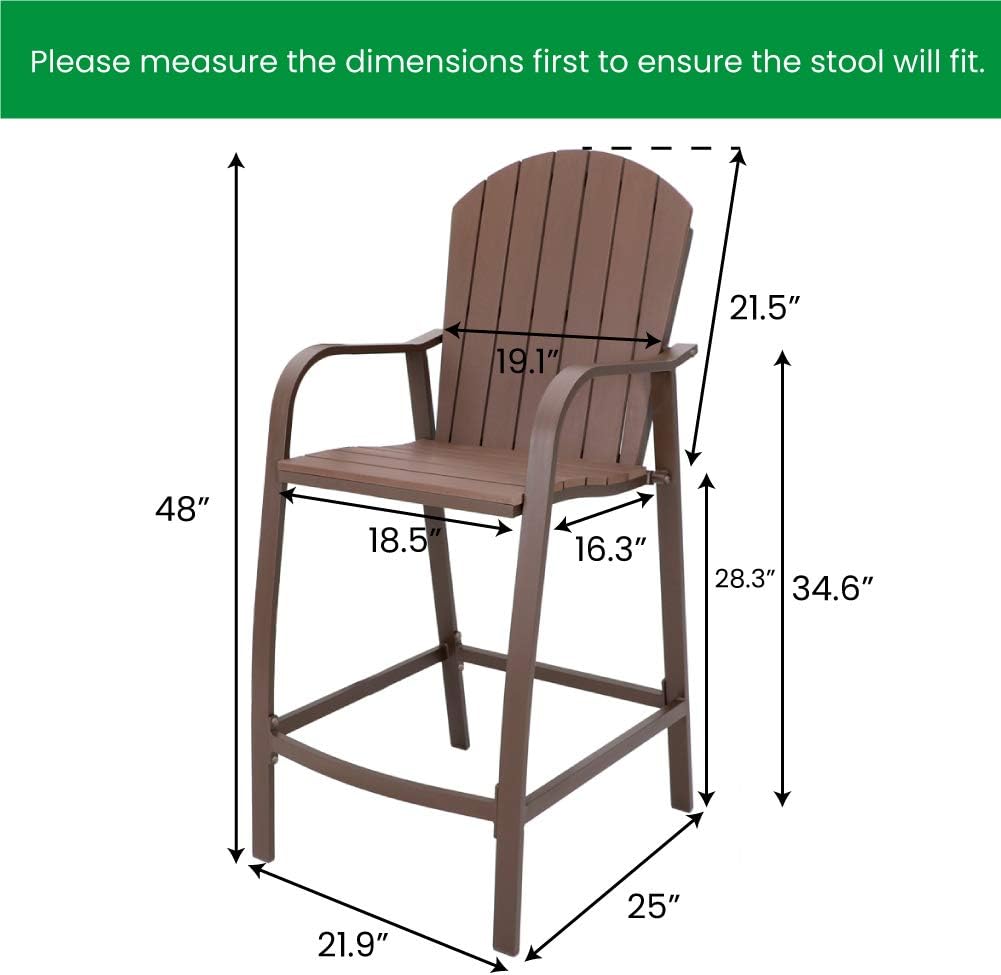 Crestlive Products Patio Wood Bar Stools Counter Height Chairs All Weather Furniture with Heavy Duty Aluminum Frame & Polywood in Brown Finish for Outdoor Indoor, Pack of 2 (Brown): Garden & Outdoor