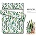 ARIGHTEX Green Cactus Pattern Bedding Sets Watercolor Cactus Collection Duvet Cover 3 Pieces Tropical Plant Bedspread Hand Painted Design Home Decor (Twin)