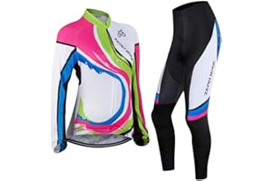 ZEROBIKE® Women Cycling Jersey Breathable Long Sleeve Jacket Full Zipper Bike Shirt with Pockets Gel 3D Padded Pants Fast Dry