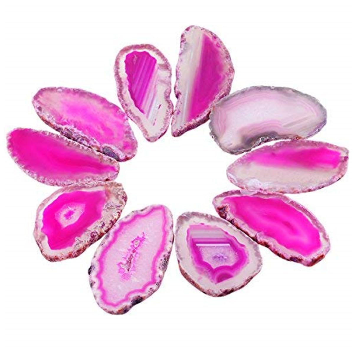 Shanxing Pink Agate Slices Geode Irregular Stone Healing Crystal for Jewelry Making Set of 10