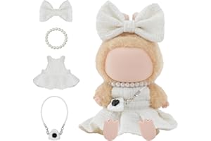 WOPLAGYREAT Labubu Cute Clothes for 17 CM Design Bow Necklace Handbag Stuff Dress Outfit Suit Set Accessories Mini Blah Ropa Plush Gifts for Friend (White)