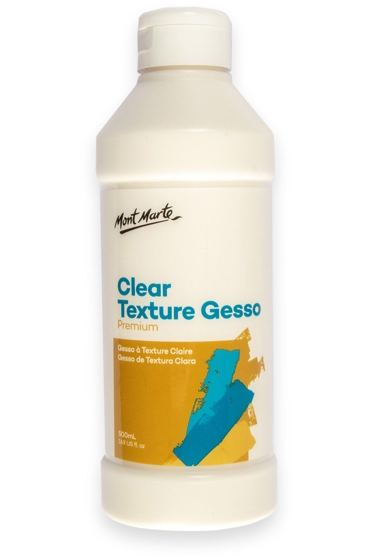 MONT MARTE Premium Clear Texture Gesso 500ml (16.9oz), Suitable for Acrylic Paint, Oil Paint, Colour Pencils, Pastels, Graphite and Charcoal