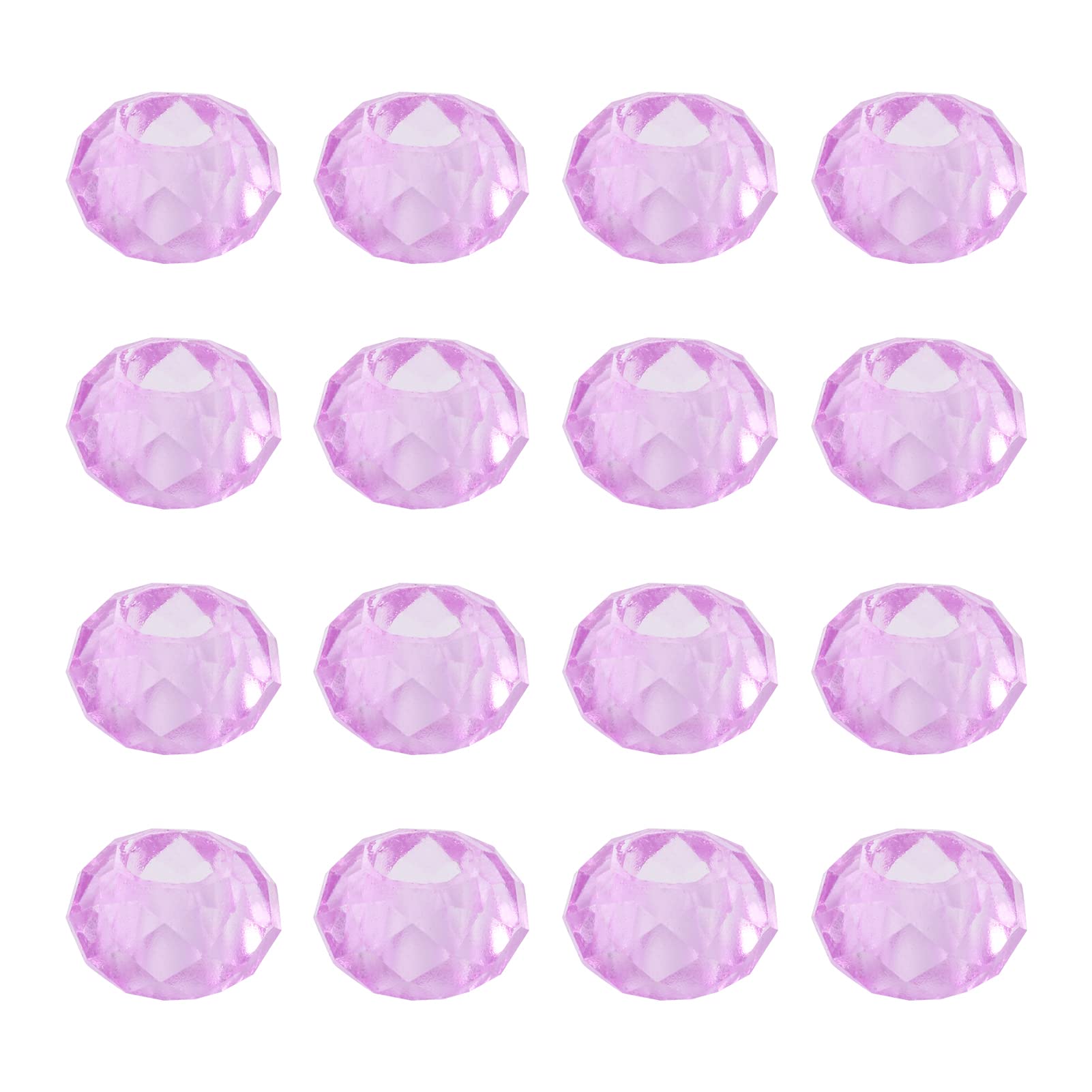 PandaHall 100pcs Large Hole Faceted Glass European Beads 14x8mm Lavender Rondelle Spacer Loose Beads Fit European Snake Chain Charm Bracelets