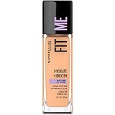 Maybelline New York Fit Me Hydrate + Smooth Foundation, Natural Luminous Finish, Moisturizing Medium Coverage, for Normal to 