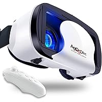 VR Headset with Controller Adjustable 3D VR Glasses Virtual Reality Headset HD Blu-ray Eye Protected Support 5~7 Inch for Pho