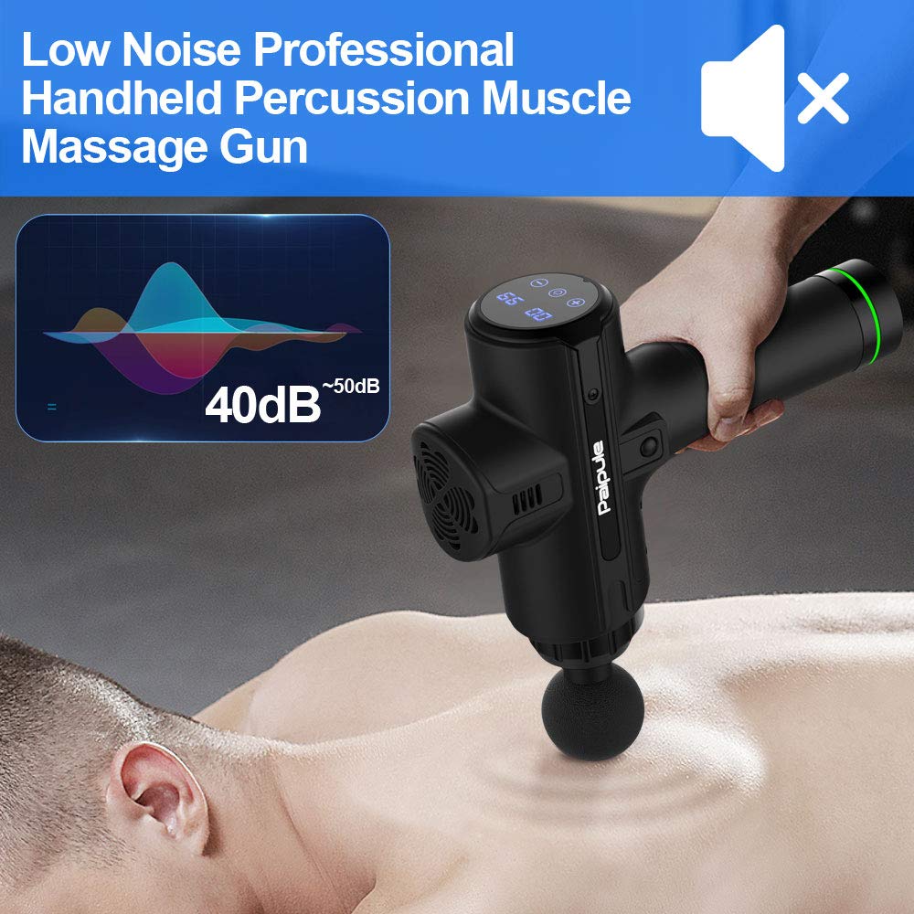 Paipule Massage Gun,Deep Tissue Percussion Muscle Massager,20 Speed Cordless Handheld Massage Gun for Athletes Quiet Massager Muscle Deep Relaxation Massage Machine with 8 Massage Heads(Black)
